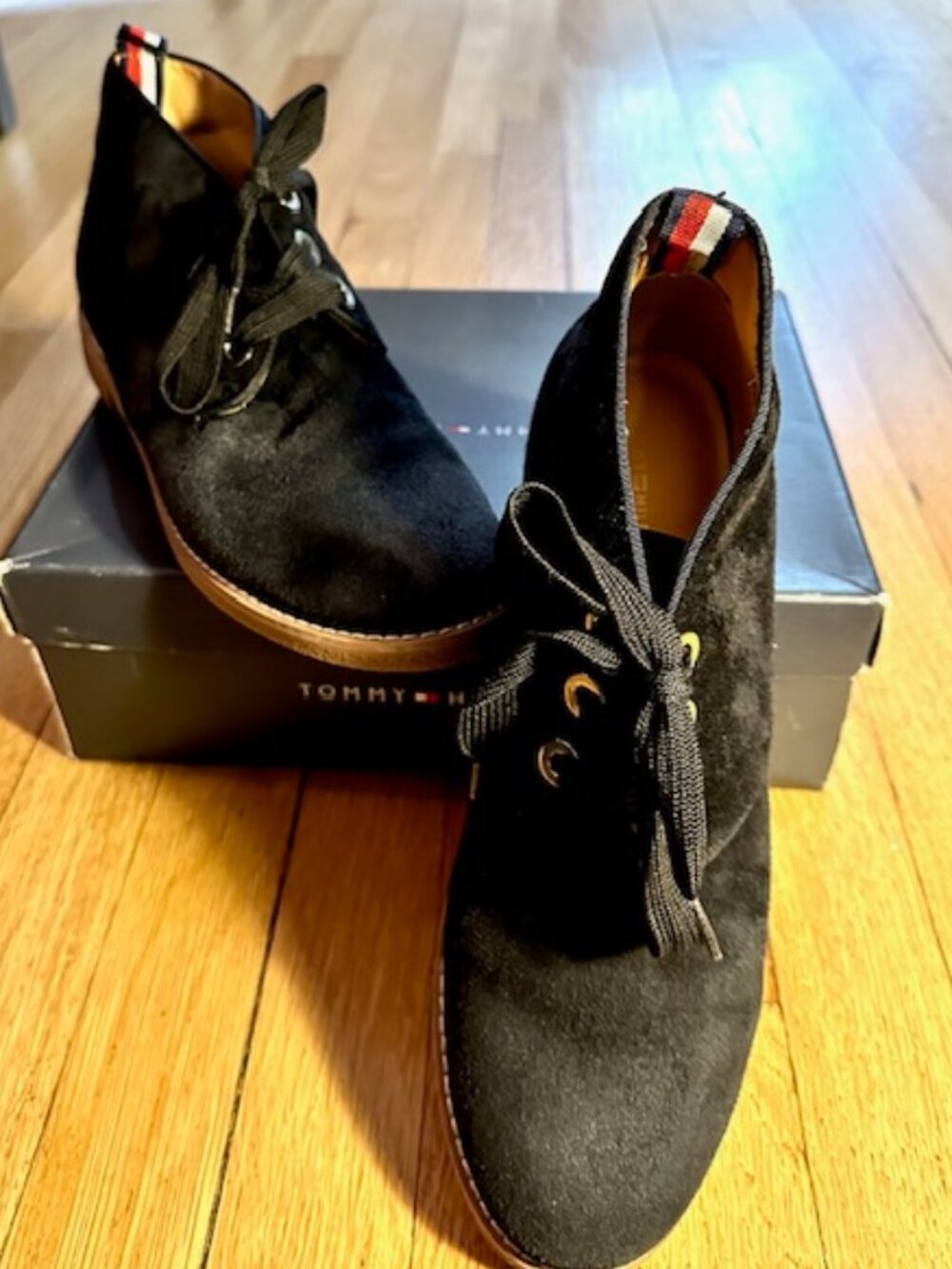 Tommy Hilfiger Balbina Oxford Booties - Black - Sz 9.5